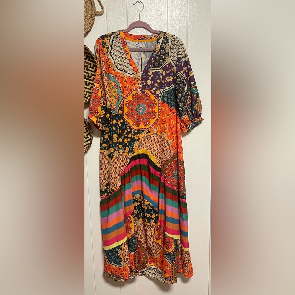Multicolor Printed Bohemian Maxi Dress multiple sizes S-L - Picture 3 of 11